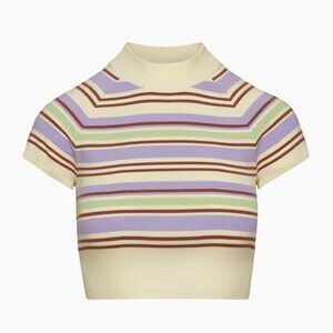Aritzia Sunday Best Hardy Vanilla Yogurt and Lavandin Short-Sleeve Mock Neck Top